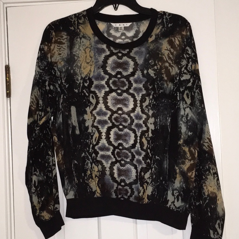 Cabi RARE FIND long sleeve sheer multi colored blouse